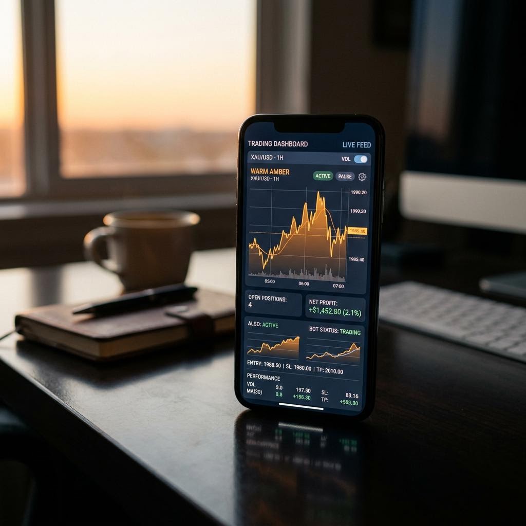 Lunirex KI-Krypto-Handelsplattform Dashboard auf mobilem Endgerät